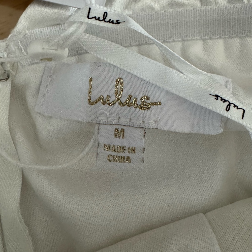Lulus Greatest Hits White Satin Off-the-Shoulder Maxi Dress M - Picture 10 of 11